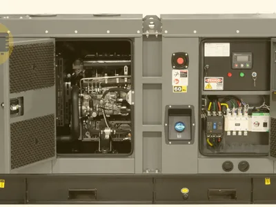 Painel de comando interno de um gerador industrial